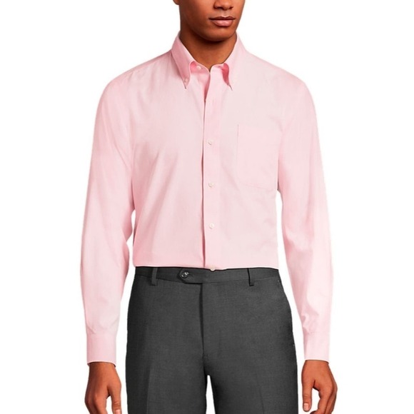 Lands' End Traditional Fit Solid Supima Button Down Collar Dress Shirt Size 16 - Picture 4 of 6